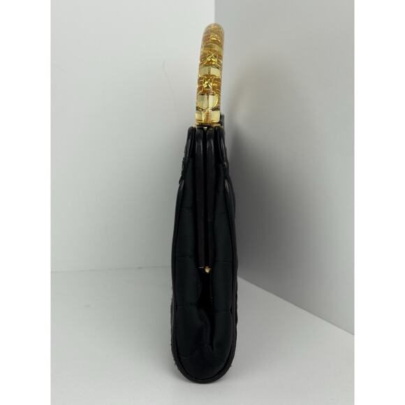 Chanel Vintage Small Fabric Top-Handle Bag with Amber Resin Chain - Picture 3 of 16